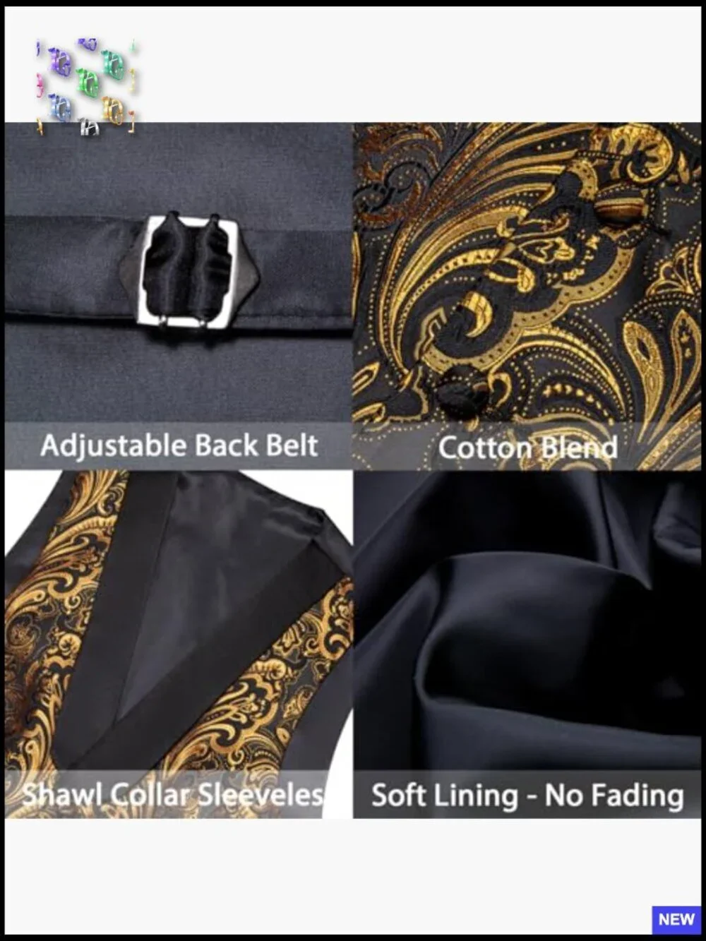 Silk Lapel Vest Set Formal Casual Paisley Tuxedo Waistcoat Tie Cufflinks